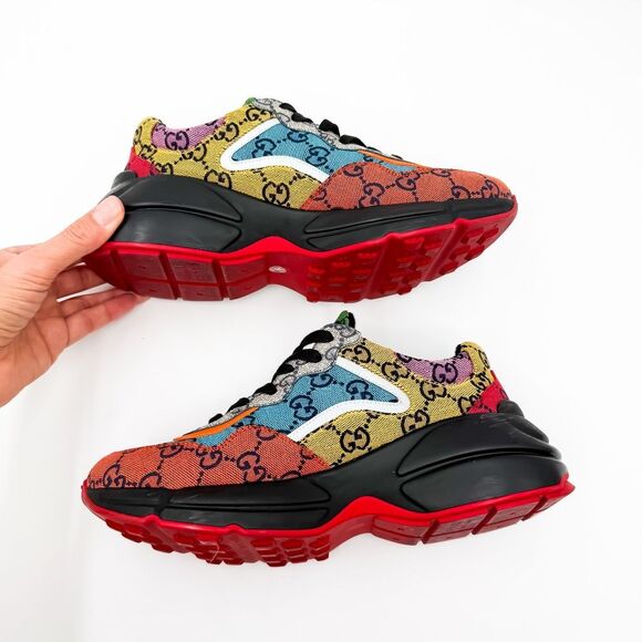 Gucci GG Canvas Rhyton Sneakers Trainers Multicolor EU 39 US 9 Chunky Sole - Picture 6 of 12
